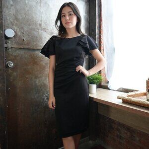 Jessica Howard Black Flutter Sleeve Sheath Dress Size 4